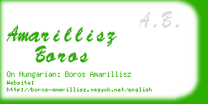 amarillisz boros business card